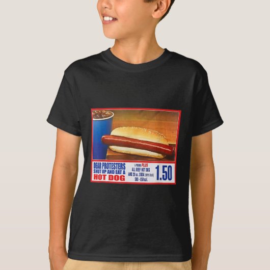デモ隊は黙食べりて4おもしろい分のホットドッグ Tシャツ (正面)