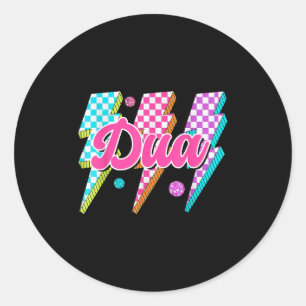 デュアおもしろい稲妻ボル市松模様にトI Love Dua 80's ラウンドシール