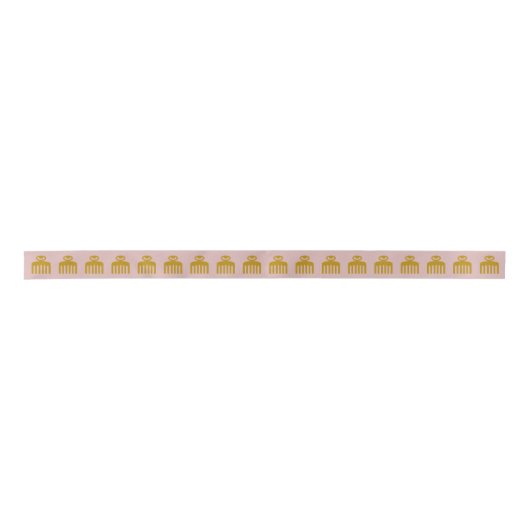 デュアフ |アディンクラ記号 |メタリックダーク金ゴールド サテンリボン (正面)