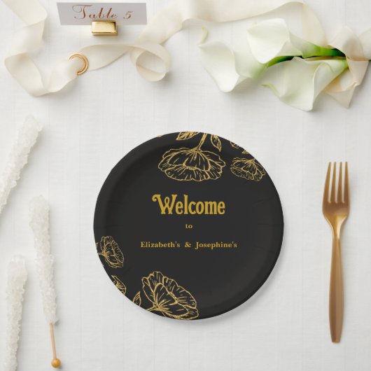 デュアルエレガント誕生日ソース ペーパープレート (ウェディング)