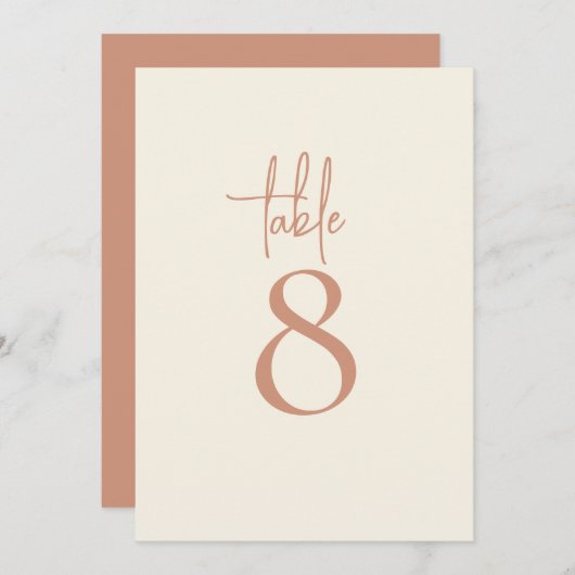 デュアルトーンクリームテラコッタ結婚のテーブル番号 (正面/裏面)