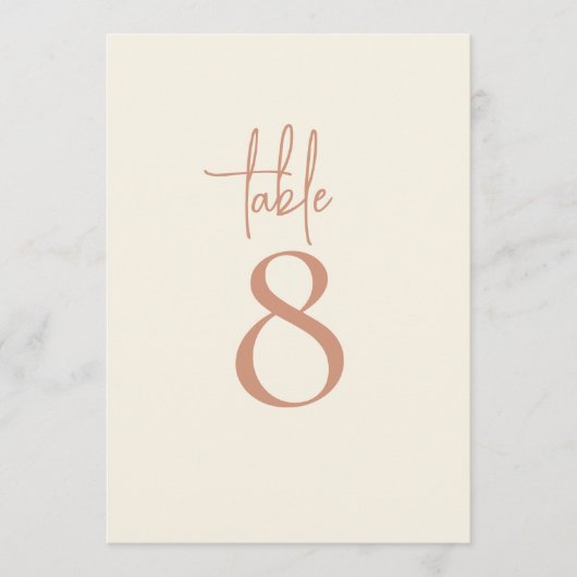 デュアルトーンクリームテラコッタ結婚のテーブル番号 (正面)