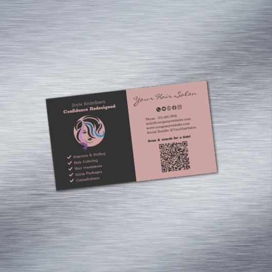 デュアルトーンブラック&トスカーナプロフェッショナルヘアサロン マグネット名刺 (インサイチュ)