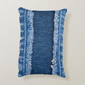 デュアルトーン漂白デニムファブリックフレーム アクセントクッション (裏面(縦))