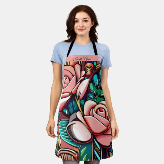 デュアルバラ：壮大なフローラ配置 エプロン (着用した状態)