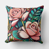 デュアルバラ：壮大なフローラ配置 クッション (正面)