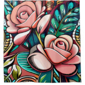 デュアルバラ：壮大なフローラ配置 シャワーカーテン (正面)