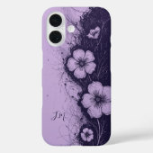 デュアルパープルラベンダーフラワーズモノグラム名前をカスタムする Case-Mate iPhoneケース (裏面)