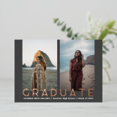 デュアルフォト大学院写真のお知らせ 箔招待状 (立ち正面)