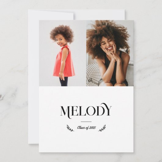 デュアルフォト小児期現在の卒業写真の卒業 案内状 (正面)