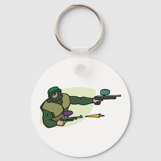 デュアルマーカー付きペイントボールプレーヤーのアクションスポーツ キーホルダー (正面)
