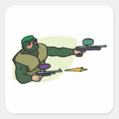 デュアルマーカー付きペイントボールプレーヤーのアクションスポーツ スクエアシール (正面)