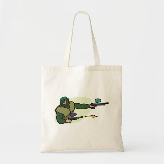 デュアルマーカー付きペイントボールプレーヤーのアクションスポーツ トートバッグ (正面)