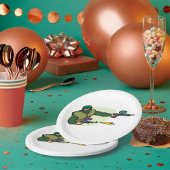 デュアルマーカー付きペイントボールプレーヤーのアクションスポーツ ペーパープレート