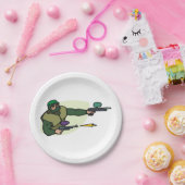 デュアルマーカー付きペイントボールプレーヤーのアクションスポーツ ペーパープレート (パーティー)