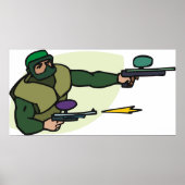 デュアルマーカー付きペイントボールプレーヤーのアクションスポーツ ポスター (正面)