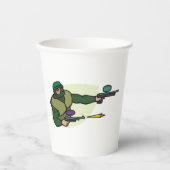 デュアルマーカー付きペイントボールプレーヤーのアクションスポーツ 紙コップ (正面)