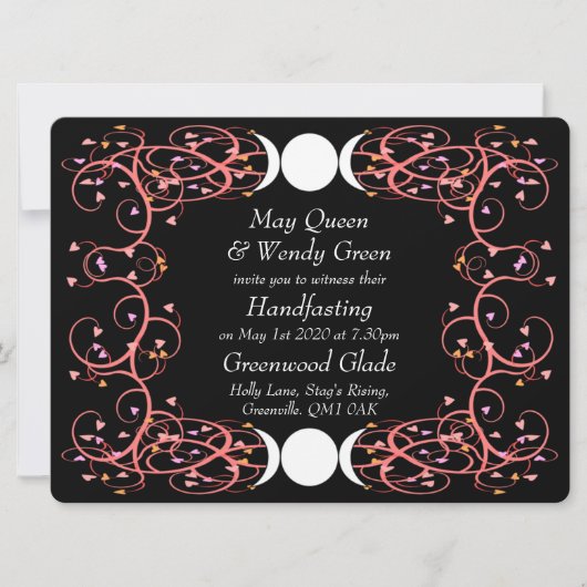 デュアル女神レズビアンウィッカ信者ハンドファスト招待状 招待状 (正面)
