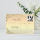 デュアル機能金ゴールド結婚のQRコード 出欠カード (スタンド正面)