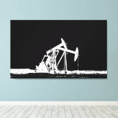 デュアル油ポンピングユニットシルエット キャンバスプリント (インサイチュ (ウッドフロア))