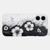 デュアル白黒フラワーズモノグラム名前をカスタムする Case-Mate iPhoneケース (裏面 (横))