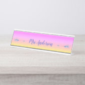 デュアル羽の付いたボホパーソナライズされた矢印デスク名 デスクネームプレート (正面)