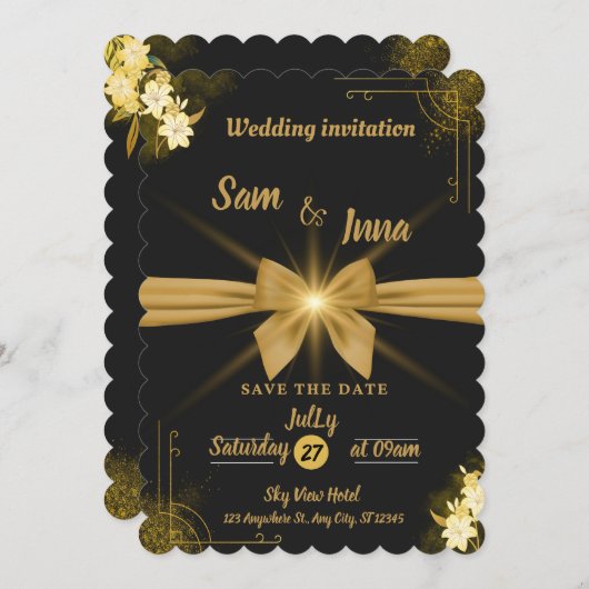 デュアル面とラグジュアリー結婚のカードをエレガント (正面/裏面)