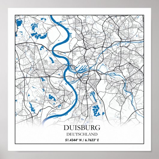 デュイスブルグドイツランドシティ地図と旅行シンプル ポスター (正面)