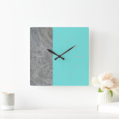 デュエット |大理石と任意の色 スクエア壁時計 (ホーム)