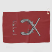 デュエルアンティークパーソナライズされた銃 ゴルフタオル (横)