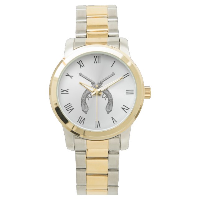 デュエル・ピストル銀ローマ数字 腕時計 (正面)