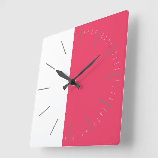 デュエ 白と任意の色 スクエア壁時計 (傾斜)