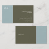 デュオの淡いブルー及び暗いオリーブ 名刺 (正面/裏面)