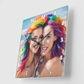 デュオカラフルス鮮やか・ヘア・アット・ザ・ビーチ スクエア壁時計 (傾斜)