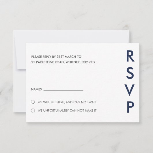 デュオカラーミニマルウェディングRSVPカーモダンド 招待状 (正面)