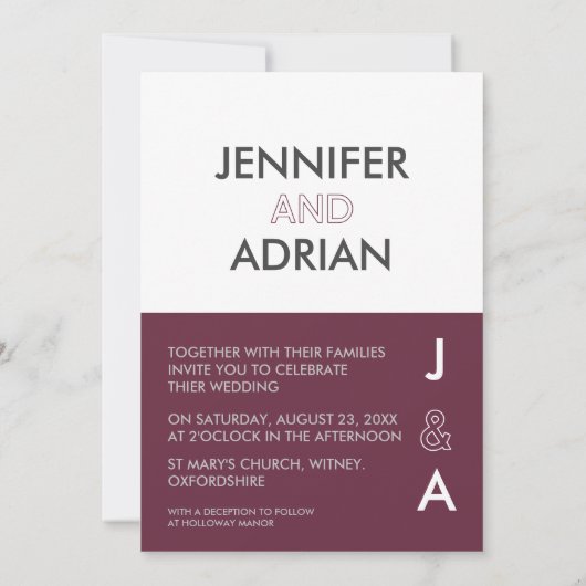 デュオカラー編集可能ミニマルモダンリスト招待状 招待状 (裏面)