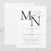 デュオグラム結婚ホワイトのリハーサルディナー 招待状 (正面/裏面)