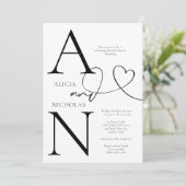 デュオグラム·ホワイト結婚のリハーサルディナー 招待状 (スタンド正面)