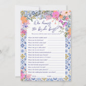 デュオゲームズブルーイタリアンブライダルシャワーゲーム 招待状 (裏面)