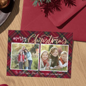 デュオタータンチェッククリスマスプレッドフォトカード 招待状
