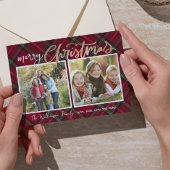 デュオタータンチェッククリスマスプレッドフォトカード 招待状