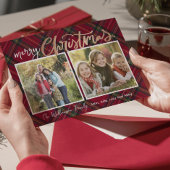 デュオタータンチェッククリスマスプレッドフォトカード 招待状