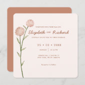 デュオトーンフローラウィドフラワーミニマルズ結婚ズ 招待状 (正面/裏面)