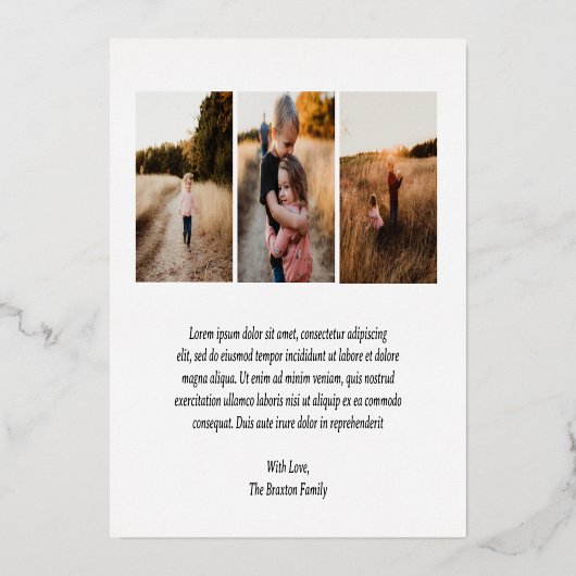 デュオフォントタイポグラフィフォトモダンクリスマス 箔シーズンカード (裏面)