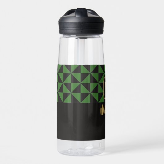 デュオブラック&フォレストグリーン名前をカスタムする ウォーターボトル (正面)