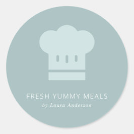 デュスキブルーグレイミニマルホワイトシェフハットケータリング ラウンドシール