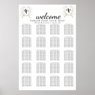 デュスキーのワイルドフラワーモノグラム結婚の紋章の座席 ポスター