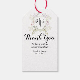 デュスキーのワイルドフラワーモノグラム結婚クレスト ギフトタグ