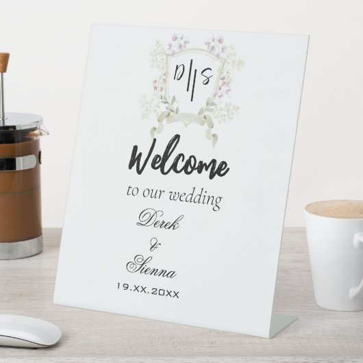 デュスキーのワイルドフラワーモノグラム結婚クレスト 台座サイン (インサイチュ)