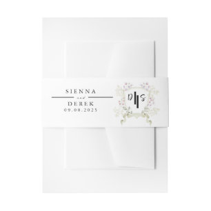 デュスキーのワイルドフラワーモノグラム結婚クレスト 招待状ベリーバンド